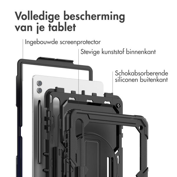 Accezz Rugged Backcover met schouderstrap Samsung Galaxy Tab S10 Ultra / Tab S9 Ultra - Zwart