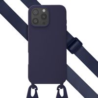 Selencia Siliconen hoesje met afneembaar koord Apple iPhone 16 Pro Max - Donkerblauw