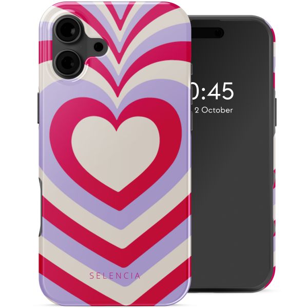 Selencia Vivid Backcover met MagSafe Apple iPhone 16 - Double Hearts Rubine Red Lilac