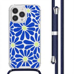 imoshion Design hoesje met koord Apple iPhone 13 Pro - Cobalt Blue Flowers Connect
