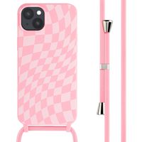 imoshion Siliconen design hoesje met koord Apple iPhone 15 Plus - Retro Pink