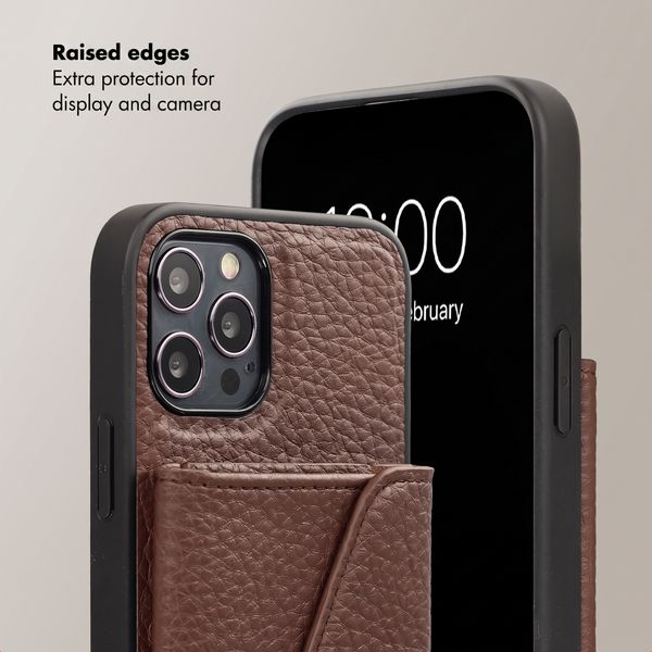 Selencia Sera Phone Case with Cord and Envelope Card Holder Apple iPhone 12 (Pro) - Chocolate Brown