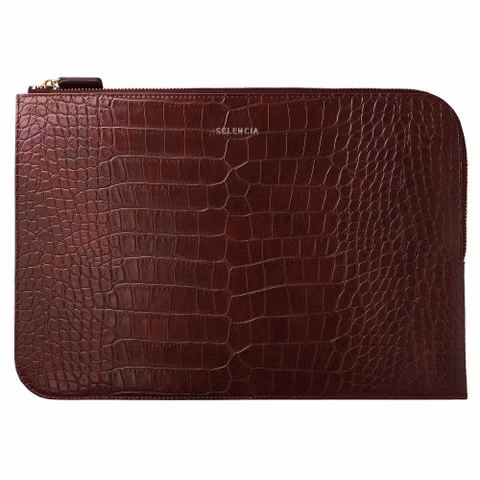 Selencia Croco Laptophoes 15-16 inch - Laptopsleeve - Burgundy