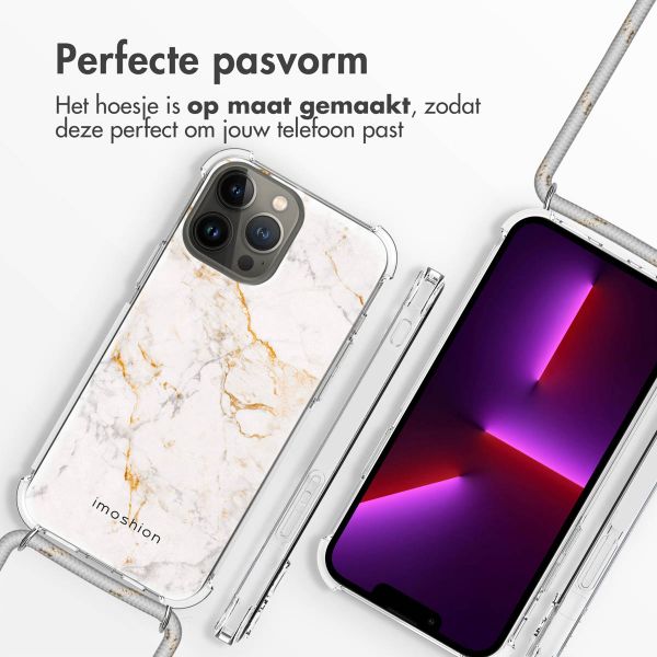 imoshion Design hoesje met koord iPhone 13 Pro Max - White Marble