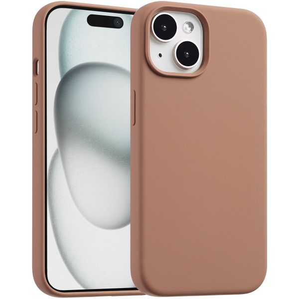 Accezz Liquid Silicone Backcover met MagSafe iPhone 15 - Light Brown