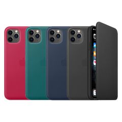 Apple 4 Pack Leather Folio Bookcase Apple iPhone 11 Pro Max - Red Raspberry + Peacock + Deep Sea Blue + Black