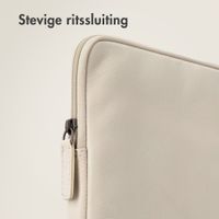Accezz Leather Laptop hoes met rits 13-14 inch - Laptopsleeve - Beige
