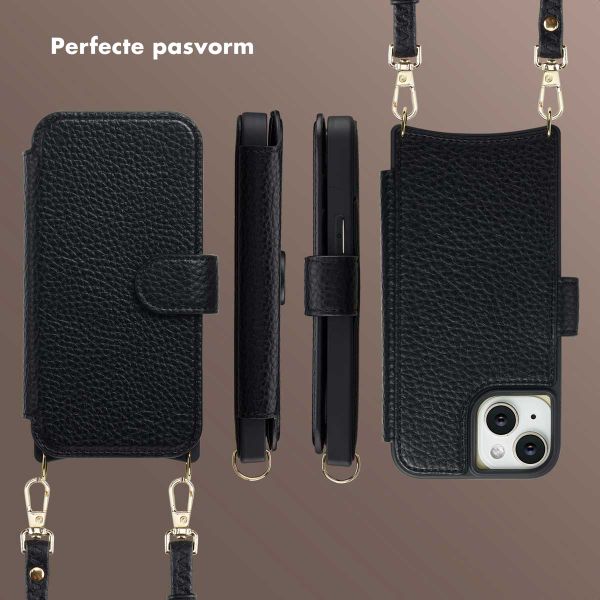 Selencia Riva Bookcase met MagSafe en Koord Apple iPhone 15 - Zwart