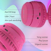 imoshion Kids LED Light Bluetooth Headphones - Kinder koptelefoon met decibelbegrenzer - Draadloze koptelefoon + AUX kabel - Hot Pink