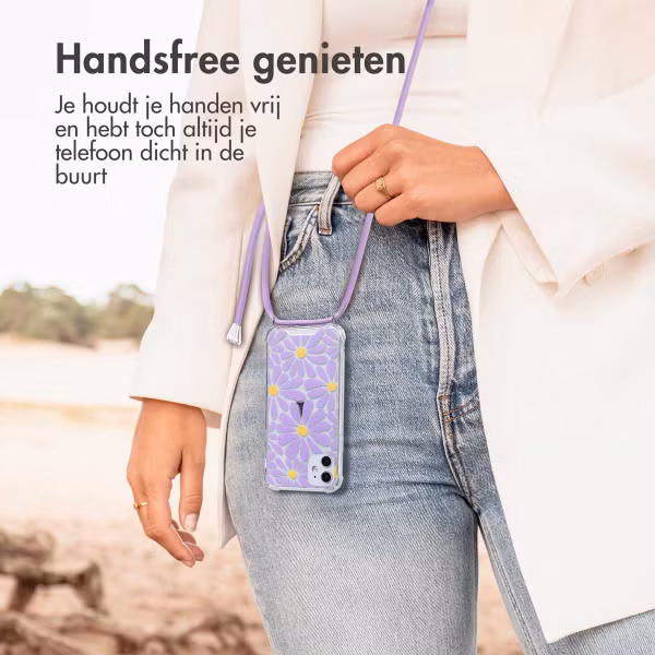 imoshion Design hoesje met koord Apple iPhone 11 - Tropical Violet Flowers Connect