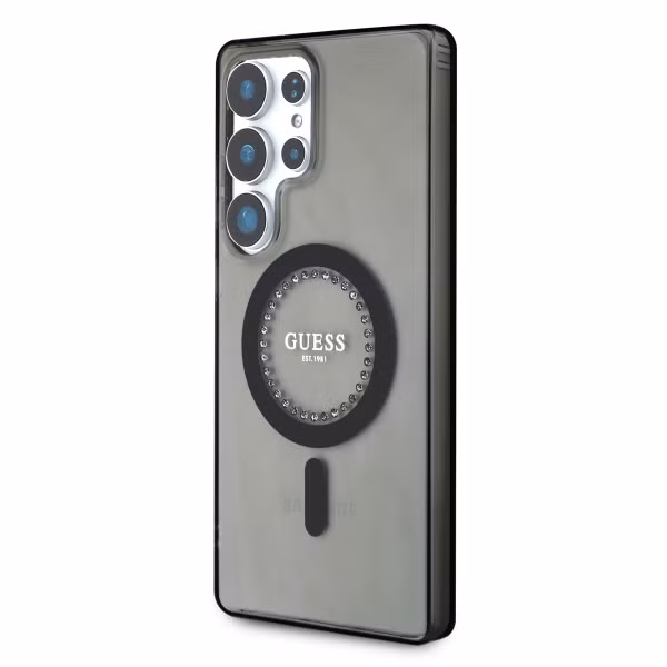 Guess MagSafe IML Rhinestones Case Samsung Galaxy S25 Ultra - Zwart