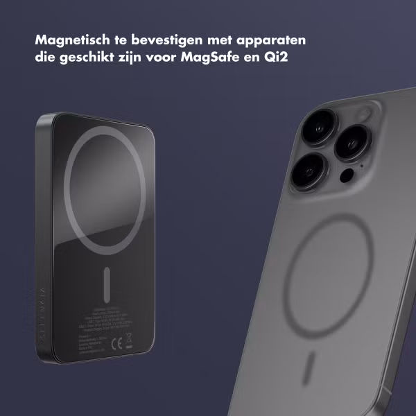 Selencia Vivid MagSafe Powerbank 5.000 mAh - Draadloze Powerbank - MagSafe en Qi2 - Black / Swirl Black