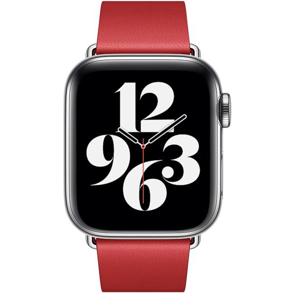 Apple Leather Band Modern Buckle Apple Watch Series 1 t/m 9 / SE (38/40/41 mm) | Series 10 (42 mm) - Maat M - Scarlet Red