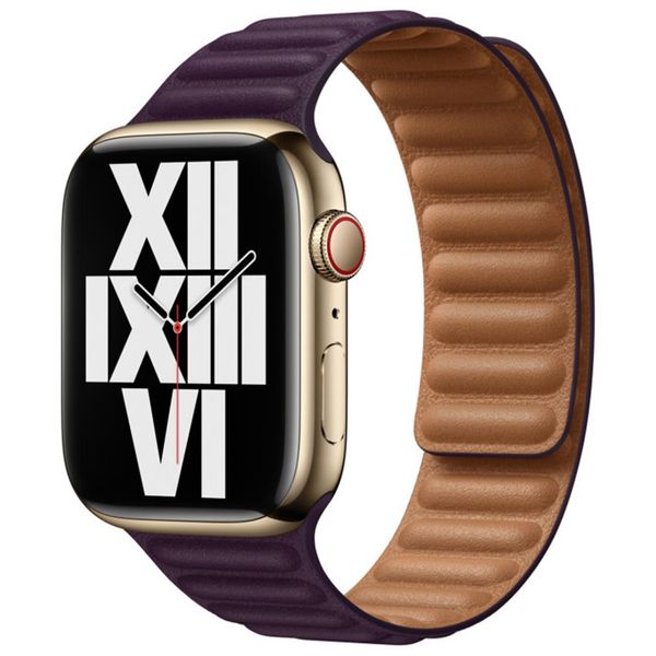 Apple Leather Link Apple Watch Series 1-10 / SE / Ultra (2) - 42/44/45/46/49 mm - Maat S/M - Dark Cherry