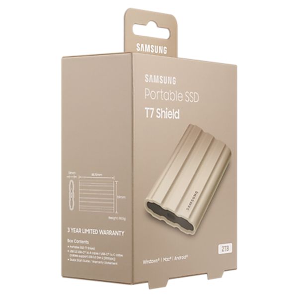 Samsung Portable SSD T7 Shield - 2TB - USB 3.2 Gen 2 - IP65 - Beige