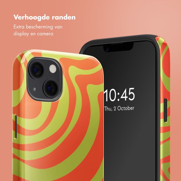 Selencia Vivid Backcover met MagSafe Apple iPhone 13 - Wavy Swirl Orange Fern