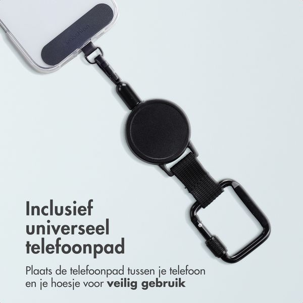 imoshion Uittrekbare Kabel met Karabijnhaak en Telefoonpad - Zwart