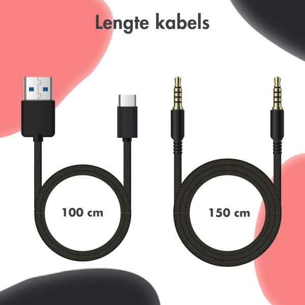 imoshion Draadloze Kinderkoptelefoon Dino LED Light - Decibelbegrenzer - Met AUX kabel - Black / Red