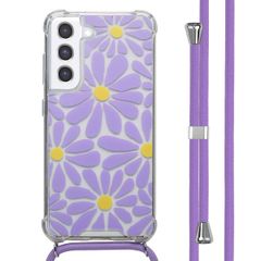 imoshion Design hoesje met koord Samsung Galaxy S21 FE - Tropical Violet Flowers Connect