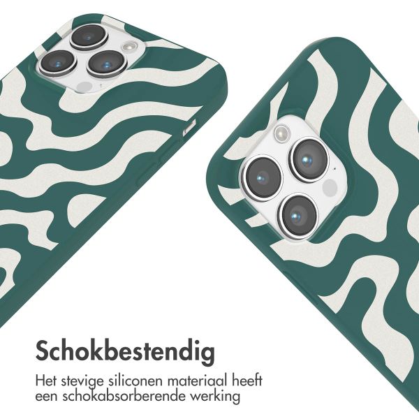 imoshion Siliconen design hoesje met koord iPhone 14 Pro - Petrol Green Groovy