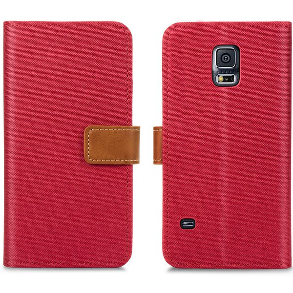 imoshion Luxe Canvas Bookcase Samsung Galaxy S5 (Plus) / Neo - Rood