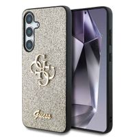 Guess 4G Metal Logo Glitter Backcover Samsung Galaxy S25 Plus - Goud