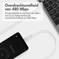 imoshion Lightning naar USB kabel - Non-MFi - Gevlochten textiel - 2 meter - Wit