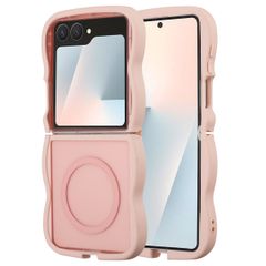 Selencia Wavy Backcover met MagSafe Samsung Galaxy Z Flip 7 - Soft Pink
