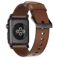 Nomad Modern Band van leder Apple Watch Series 1 t/m 10 / SE / Ultra (2) (44/45/46/49 mm) - Bruin/Zwart