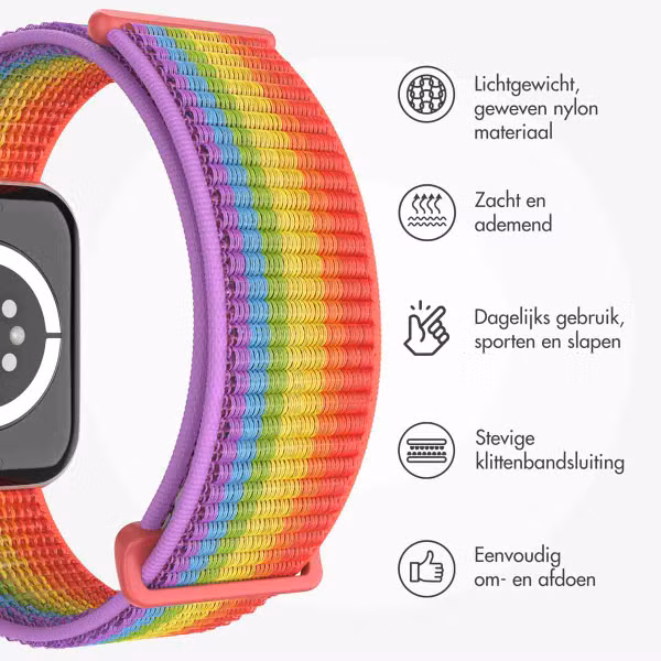 imoshion Nylon bandje Apple Watch Series 1 t/m 9 / SE (38/40/41 mm) | Series 10 / 11 (42 mm) - Rainbow