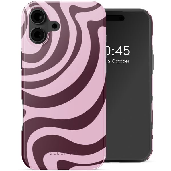 Selencia Vivid Tough Backcover met MagSafe iPhone 16 - Wavy Swirl Pink Plum