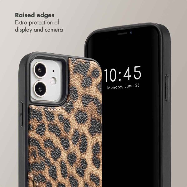 Selencia Nova Phone Case with Cord and Card Holder Apple iPhone 12 (Pro) - Leopard