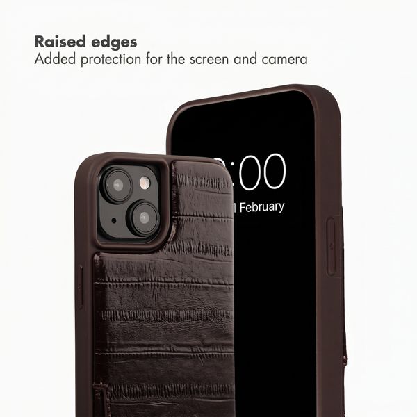 Selencia Nova Real Leather Back Cover with Card Holder Apple iPhone 15 - Dark Chocolate
