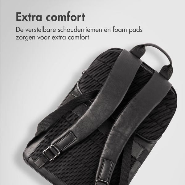 Accezz Leather Laptop rugzak 16 inch - Zwart