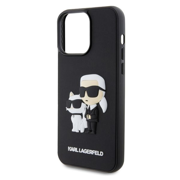 Karl Lagerfeld Karl & Choupette 3D Rubber Hardcase Backcover Apple iPhone 15 Pro Max - Zwart