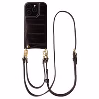 Selencia Nova Real Leather Backcover met Koord en Pashouder Apple iPhone 15 Pro - Dark Chocolate