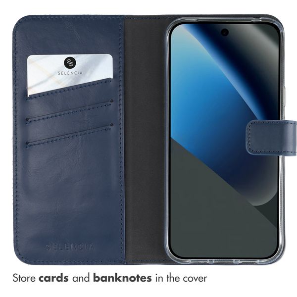 Selencia Genuine Leather Book Case Google Pixel 10a - Dark Blue