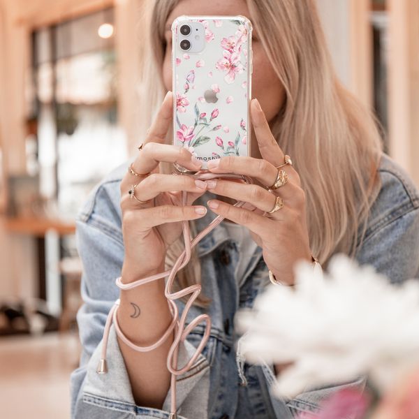 imoshion Design hoesje met koord voor Samsung Galaxy A72 - Bloem - Roze