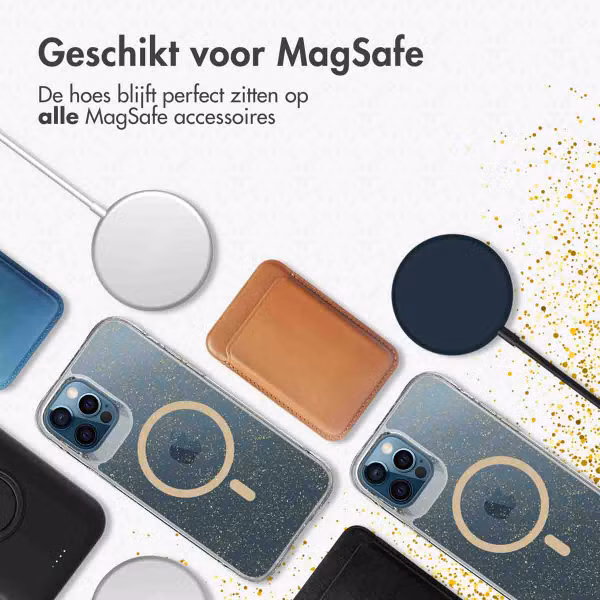 imoshion Clear Glitter Backcover met MagSafe Apple iPhone 12 (Pro) - Goud