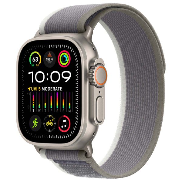 Apple Trail Loop Band Apple Watch Series 1-9 / SE / Ultra (2) - 44/45/49 mm - Maat M/L - Groen / Grijs