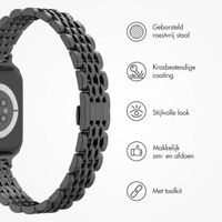 Selencia Slim Steel Jubilee Inspired schakelbandje Apple Watch Series 1 t/m 9 / SE (38/40/41 mm) | Series 10 / 11 (42 mm) - Zwart