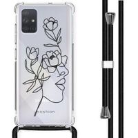 imoshion Design hoesje met koord Samsung Galaxy A71 - Abstract Gezicht Bloem