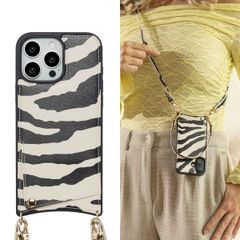 Selencia Nova Telefoonhoes met Koord en Pashouder Apple iPhone 16 Pro Max - Zazzy Zebra