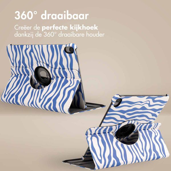 imoshion 360° Draaibare Design Bookcase Apple iPad Air 5 (2022) / Air 4 (2020) - White Blue Stripes