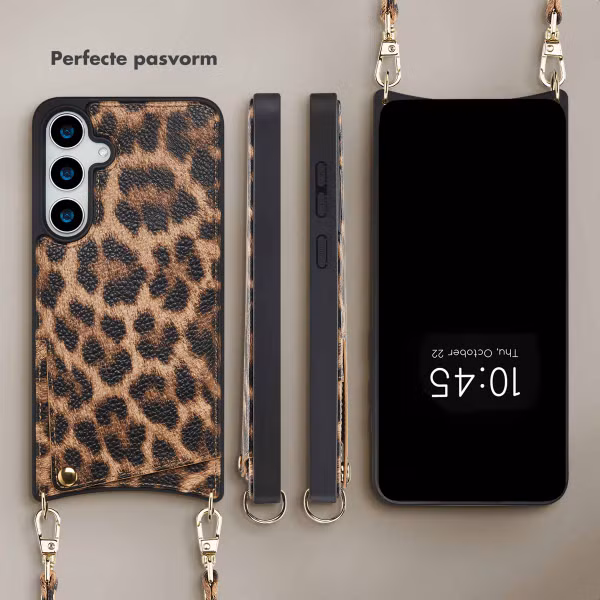 Selencia Nova Telefoonhoes met Koord en Pashouder Samsung Galaxy S24 Plus / S25 Plus - Leopard