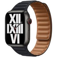 Apple Leather Link bandje Apple Watch Series 1 t/m 11 / SE / Ultra (44/45/46/49 mm) - Maat M/L - Midnight