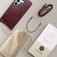 Selencia Nova Croco Phone Case with Cord and Card Holder Samsung Galaxy S26 Ultra - Burgundy