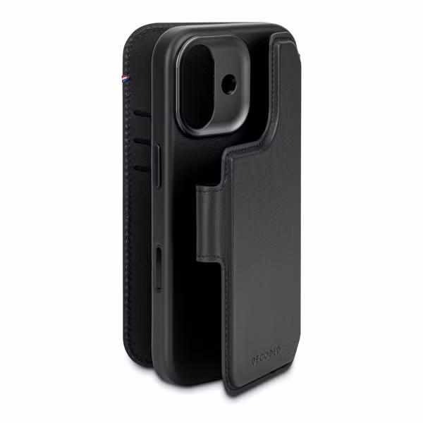 Decoded 2 in 1 Leather Detachable Wallet MagSafe Apple iPhone 17 - Zwart