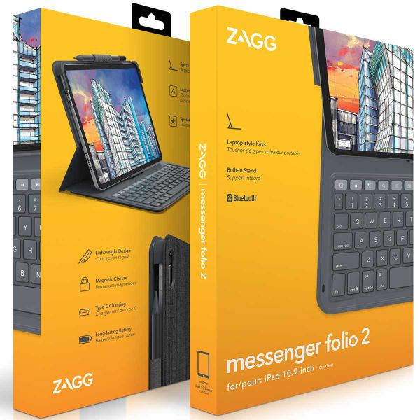 ZAGG Messenger Folio 2 Keyboard Case Apple iPad 11 (2025) 11 inch A16 / iPad 10 (2022) 10.9 inch - Charcoal