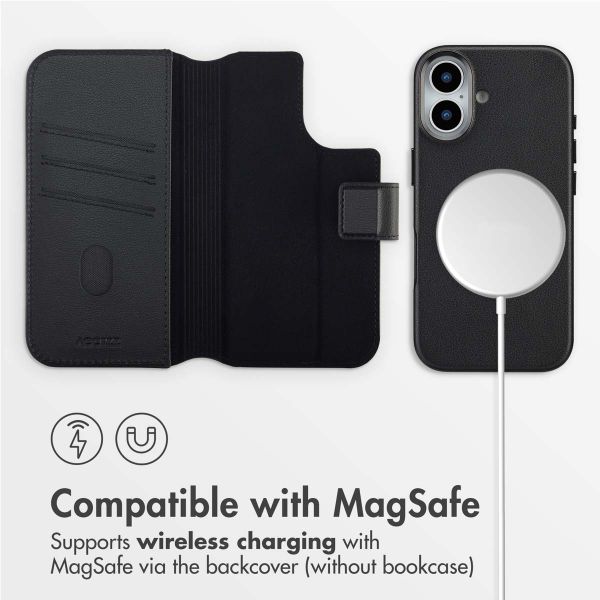 Accezz 2-in-1 Leather Bookcase with MagSafe Apple iPhone 17 - Onyx Black